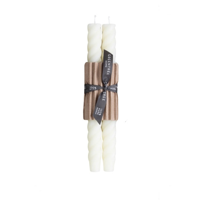 Rope Taper Candles, Ivory